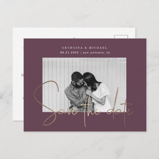 gouden manuscript één foto sparen het datumbriefka briefkaart (Voorkant / Achterkant)