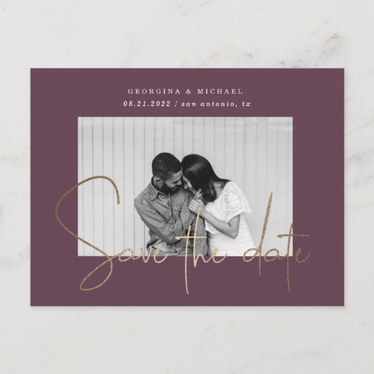 gouden manuscript één foto sparen het datumbriefka briefkaart (Voorkant)