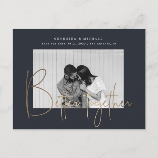 gouden manuscript één foto sparen het datumverlovi briefkaart (Voorkant)