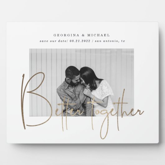 gouden manuscript één foto sparen het datumverlovi fotoplaat (Voorkant)