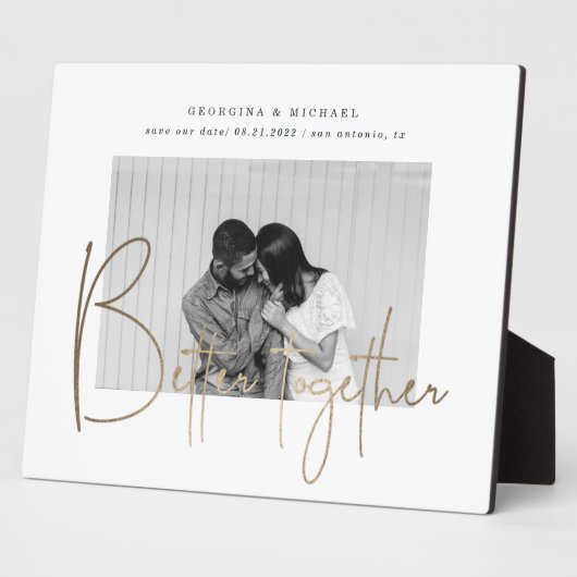 gouden manuscript één foto sparen het datumverlovi fotoplaat (Zijkant)