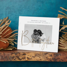 gouden manuscript één foto sparen het datumverlovi fotoplaat