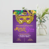 Gouden Mardi Gras Maskerade Feestviering Kaart (Staand voorkant)