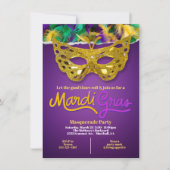 Gouden Mardi Gras Maskerade Feestviering Kaart (Voorkant)