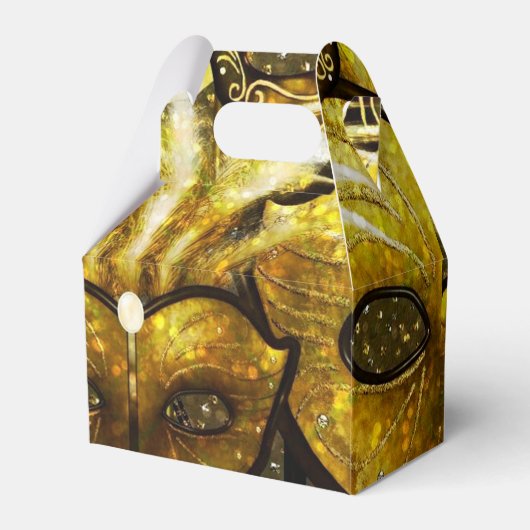Gouden Mardi Gras Maskers Gable Favor Box Bedankdoosjes (Achterkant)