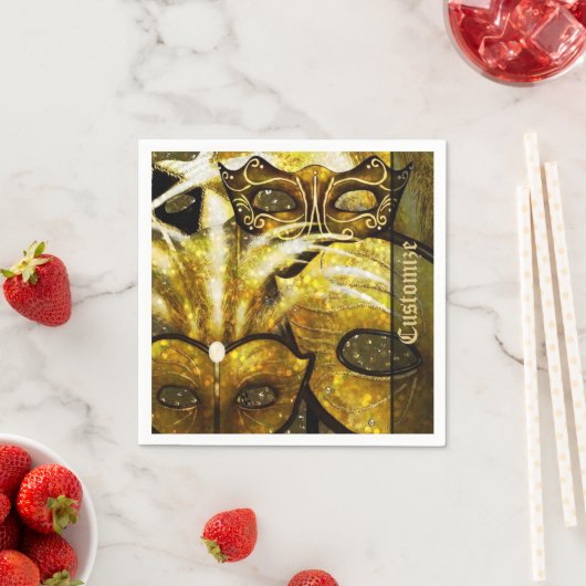 Gouden Mardi Gras Maskers Servetten (Insitu)