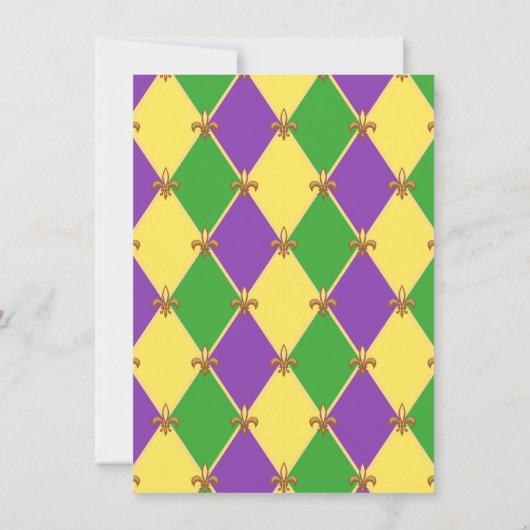 Gouden Mardi Gras Masquerade Kaart (Achterkant)