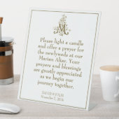 Gouden Maria Kruis Gezegend Moeder Altaarteken Reclamebord Met Voetstuk (Insitu)