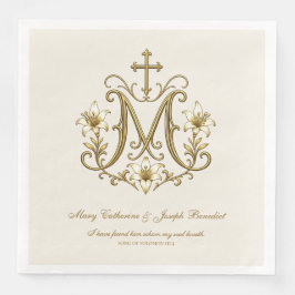 Gouden Marian katholieke monogram bruiloft Servet