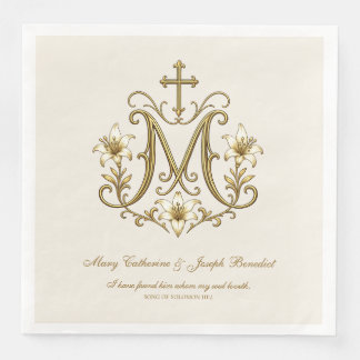 Gouden Marian katholieke monogram bruiloft Servet