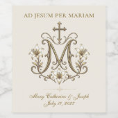 Gouden Marianus Kruis Monogram Wijn Etiket (Enkel label)