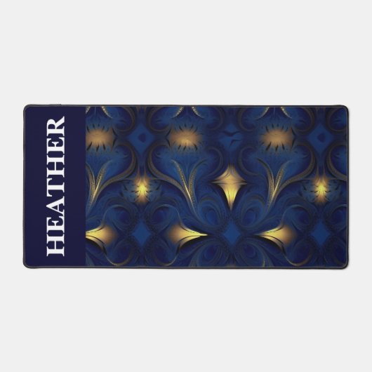 Gouden Marine Fractal Monogram Naam Bureaumat (Voorkant)