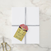 Gouden marine koraal pailletten diamanten boog cadeaulabel (Met Touw)