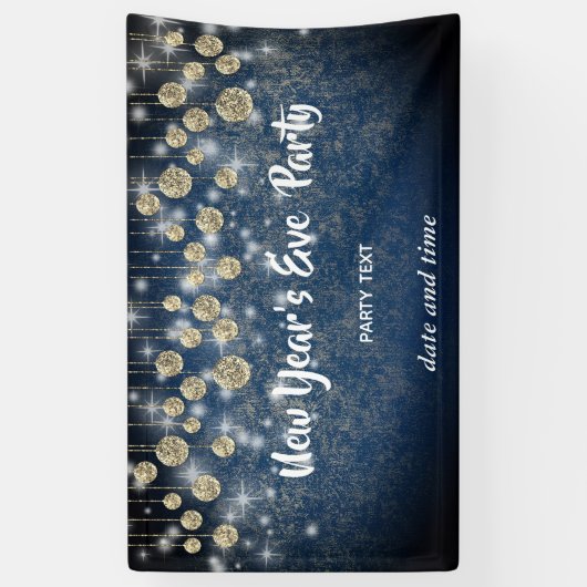 Gouden marine Oudejaarsavond feest sprankelend Spandoek (Verticaal)