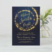 Gouden Marine Sparkle Lights Kerstmis COCKTAIL Par Kaart (Staand voorkant)