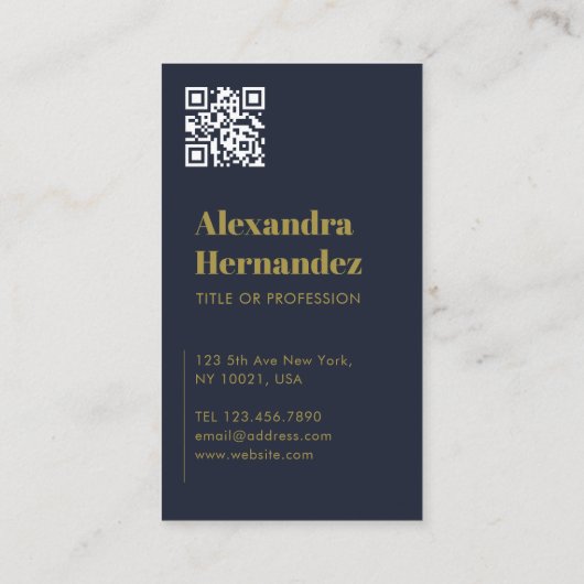 Gouden marineblauw haar make-up foto Initiaal QR-c Visitekaartje (Achterkant)