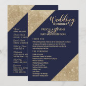 Gouden marineblauw nepparels glinsterende sequin t programmakaart (Voorkant / Achterkant)