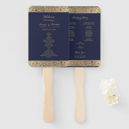  gouden marineblauw wilde Rozen elegante bruiloft Handwaaier