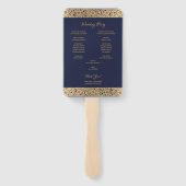 gouden marineblauw wilde Rozen elegante bruiloft Handwaaier (Achterkant)