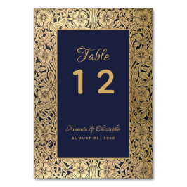  gouden marineblauw wilde Rozen elegante bruiloft Kaart