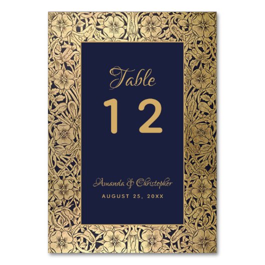 gouden marineblauw wilde Rozen elegante bruiloft Kaart (Achterkant)