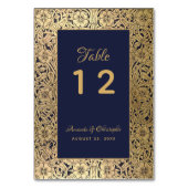 gouden marineblauw wilde Rozen elegante bruiloft Kaart (Voorkant)