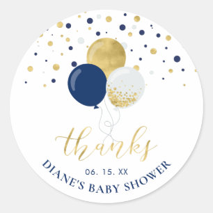 Gouden & marineblauwe ballonnen   Feestelijke beda Ronde Sticker