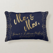 Gouden Marineblauwe M. en Mevr. Monogram Wedding