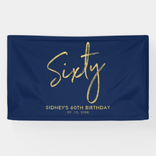 Gouden marineblauwe moderne 60e verjaardagspartijb spandoek