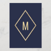 Gouden marineblauwe nepschitterende sequin trouwme menu (Achterkant)