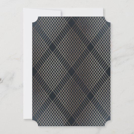 gouden marinesovaal geometric Art Deco Gatsby Wedd Kaart (Achterkant)