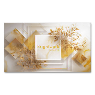 Gouden Marmer Abstract Geometrisch Loofwerk Magnetisch Visitekaartje