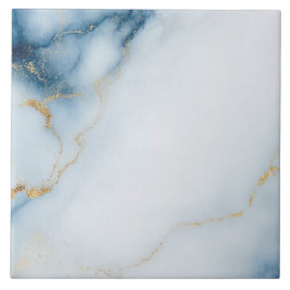 Gouden marmer blauw patroon tegeltje