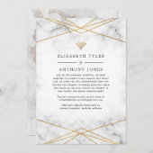 Gouden Marmer Geometrisch Gereduceerd Trouwfeest B Aankondiging (Voorkant / Achterkant)