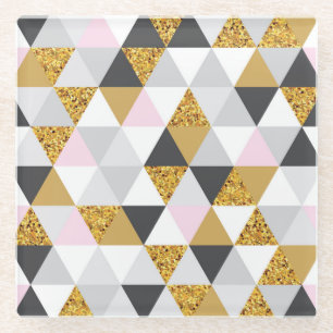 Gouden marmer, geometrische naadloze textuur glazen onderzetter