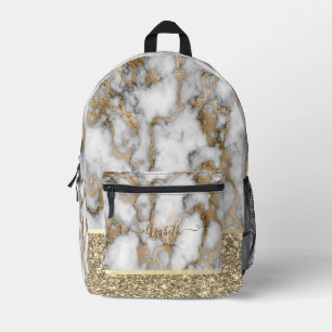 Gouden marmer glitters monogram print gesneden tas