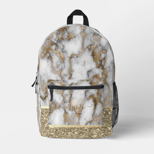 Gouden marmer glitters monogram print gesneden tas (Voorkant)