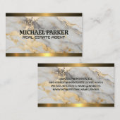 Gouden marmer | Gouden metalen rand Visitekaartje (Voorkant / Achterkant)