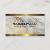 Gouden marmer | Gouden metalen rand Visitekaartje (Voorkant)