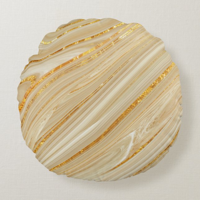 Gouden marmer: luxe textuur achtergrond. rond kussen (Voorkant)