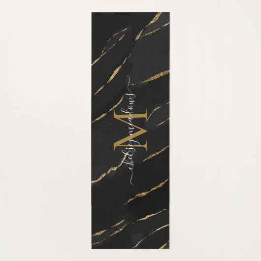 Gouden Marmer Monogram Calligrafie Schrift Naam  Yogamat (Achterkant)