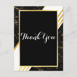 Gouden marmer strepen typografie zwart Dank je Briefkaart