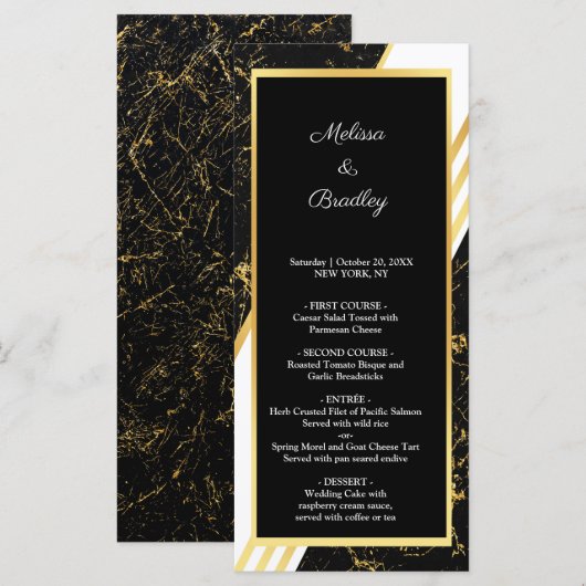 Gouden marmer strepen typografie zwart programmakaart (Voorkant / Achterkant)