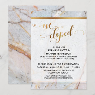 Gouden Marmer We Eloped Gouden Hart Calligrafie Kaart