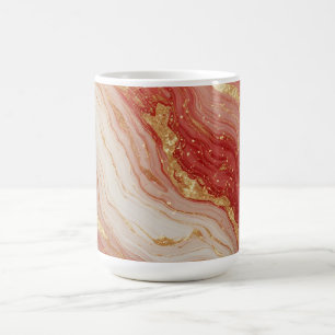 Gouden marmeren abstracte achtergrond met rode kro koffiemok