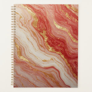 Gouden marmeren abstracte achtergrond met rode wer planner