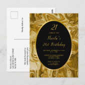 Gouden marmeren agaat 21e verjaardag briefkaart (Voorkant / Achterkant)