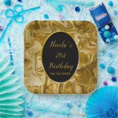 Gouden marmeren agaat 21e verjaardag papieren bordje (Feest)