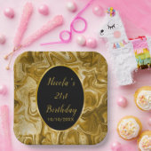 Gouden marmeren agaat 21e verjaardag papieren bordje (Feest)