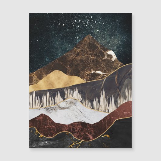 Gouden marmeren berg onder sterrenhemel (Voorkant)